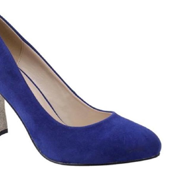 New in Box - Velvet "Violet Blue" Silver Glitter Pumps by Rosette  - 3.5" Heel - Picture 2 of 2